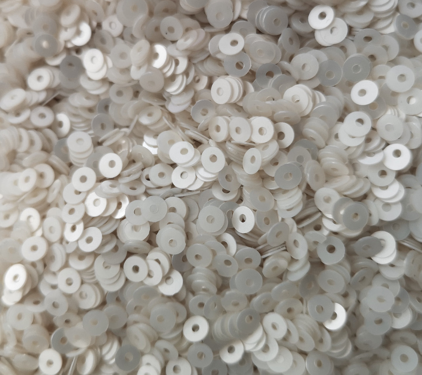 4mm White Pearl Matt Opaque Sequins