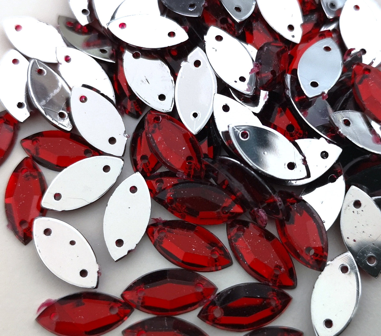 Maroon 15mm x 17mm Horse Eye Shaped Flatback Gems