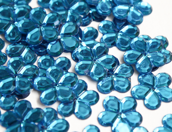 Turquoise 24mm Big Flower Flatback Gems