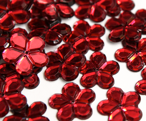 Red 24mm Big Flower Flatback Gems