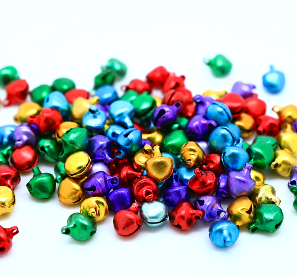 Multi Coloured 8mm x 10mm Christmas Jingle Bells