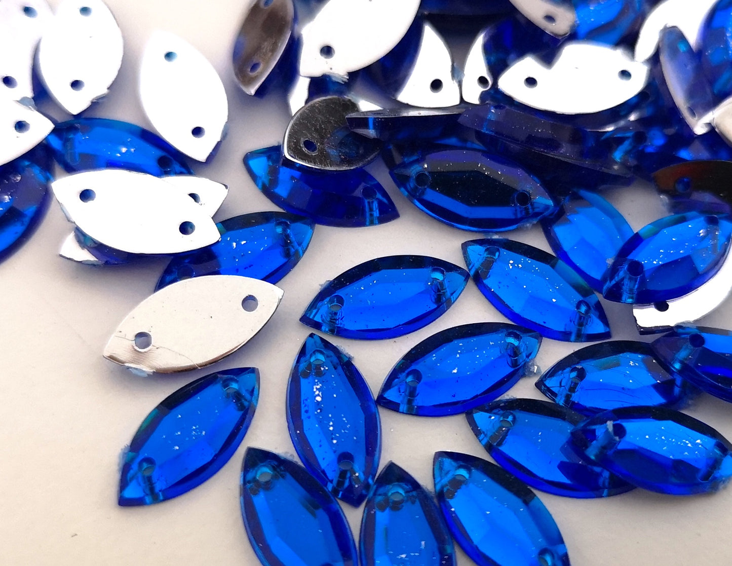 Royal Blue 15mm x 17mm Horse Eye Shaped Flatback Gems