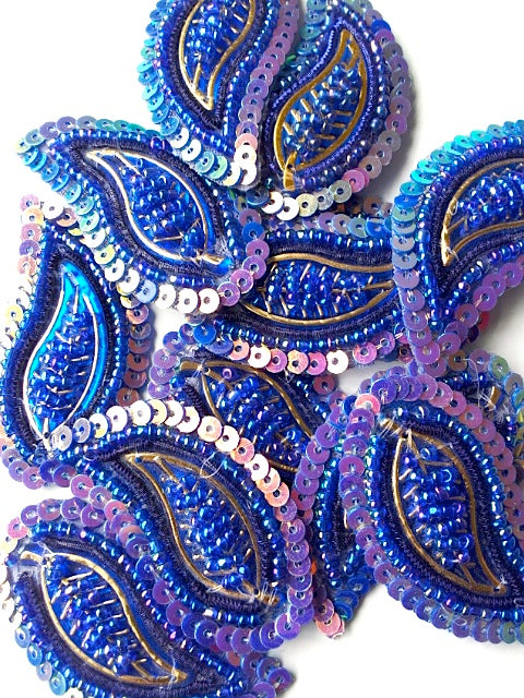 A26 Royal Blue & Gold Leaf Shaped Motif