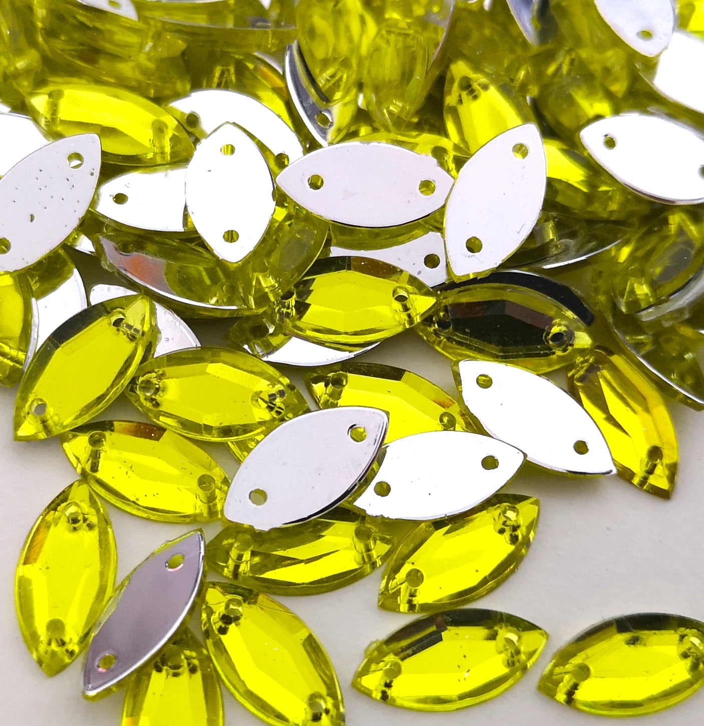 Yellow 5mm x 10mm Horse Eye Shaped Flatback Gems