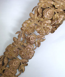 7901 Wide Bronze Pansy Flower Cutwork Trim