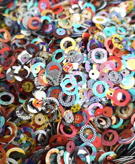 8mm Pastel Random Design Donut opaque Sequins