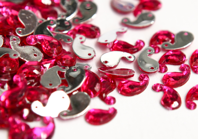 Hot Pink Fuchsia 12mm Paisley Flat Back Gems