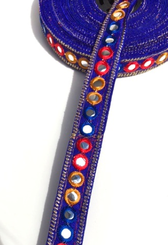 Royal Blue 1 Line Shisha Mirror Work Embroidery trim