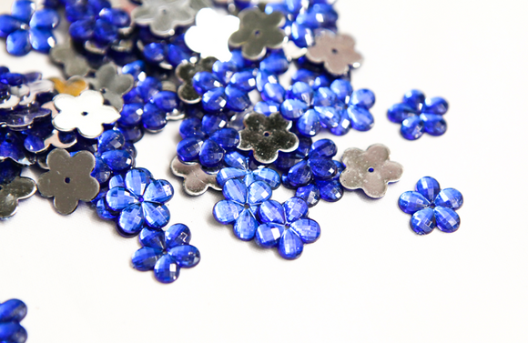 Royal Blue 15mm Flower Flat Back Gems