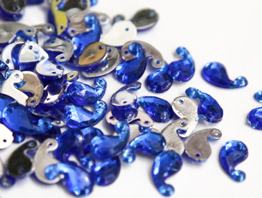 Royal Blue 12mm Paisley Flat Back Gems