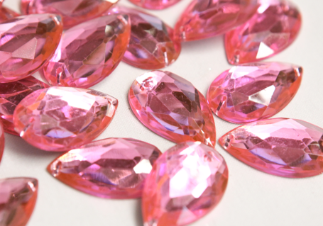 Highlighter Baby Pink 20mm x 30mm Teardrop Flat Back Gems