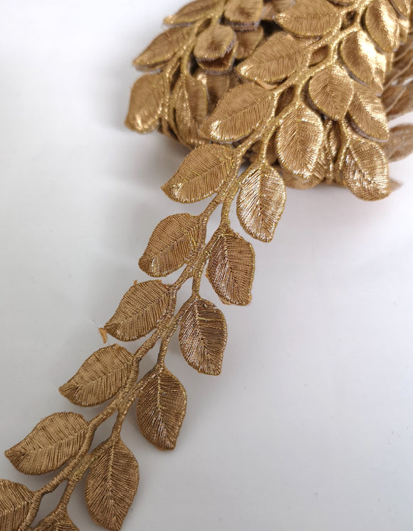 5631 Bronze Gold Leaf Design Iron on Trim