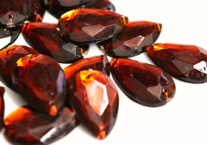 Brown 20mm x 30mm Teardrop Flat Back Gems