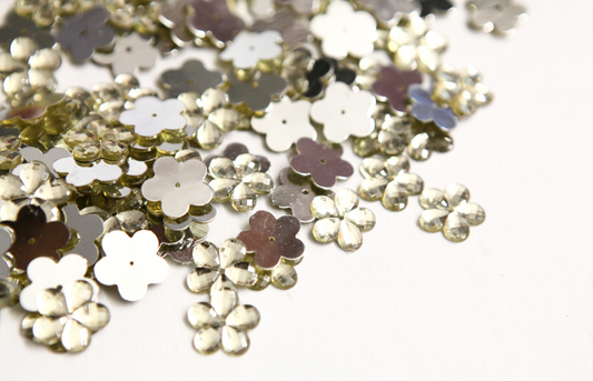 Light Gold 15mm Flower Flat Back Gems