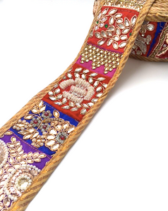 Multicoloured Patchwork Embroidery Trim