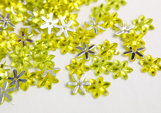 Bright Yellow 10mm Chikka Flower Flatback Gems