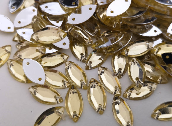 Light Gold Champagne 5mm x 10mm Horse Eye Shaped Flatback Gems