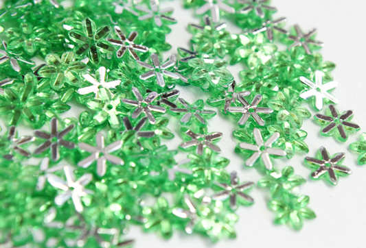 Lime Green 10mm Chikka Flower Flatback Gems