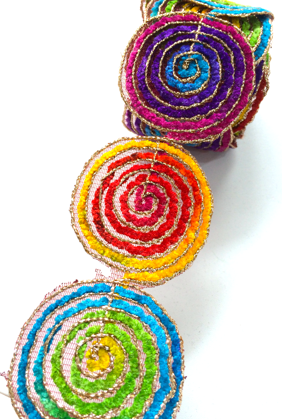 Rainbow Thread Swirl Motif Trim