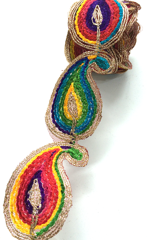 Rainbow Thread Paisley Motif Trim