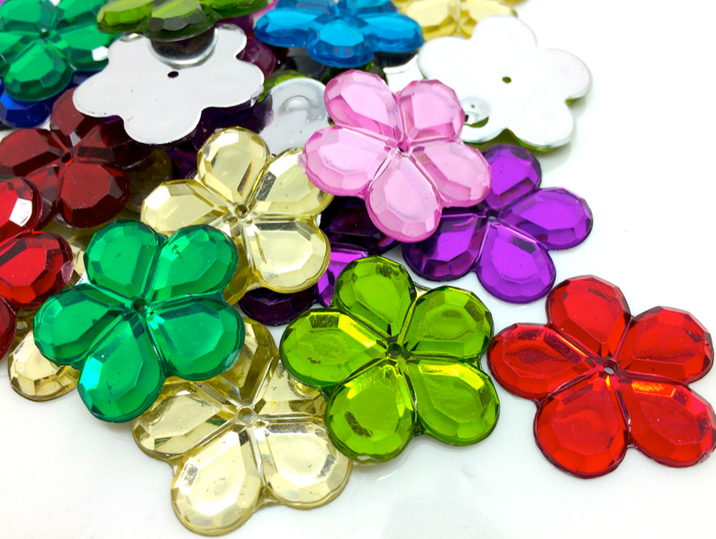 Multicoloured 24mm Big Flower Flatback Gems