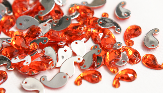 Orange 12mm Paisley Flat Back Gems