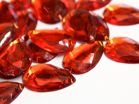 Orange 20mm x 30mm Teardrop Flat Back Gems