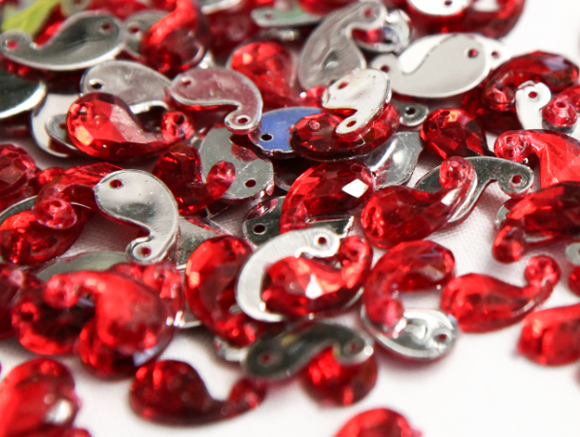 Red 12mm Paisley Flat Back Gems